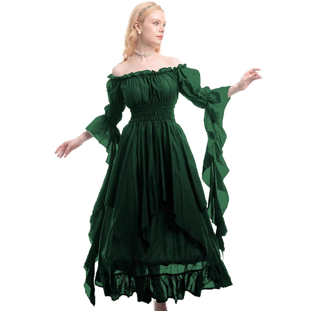 Medieval Halloween Cos Revival Dress Bundled Waist Palace Style Long Skirt Europe and The United States