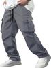 Men's Workwear Pants, European and American Men's Loose Straight Casual Pants, Men's Workwear Pocket Pants