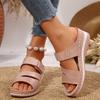 Women's shoes new women's wedge heels slippers one word with snug wedge heels slippers