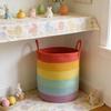 Cotton Rope Laundry Basket Freestanding Storage Bin Spacious Woven Hamper with Handles for Clothes and Toys