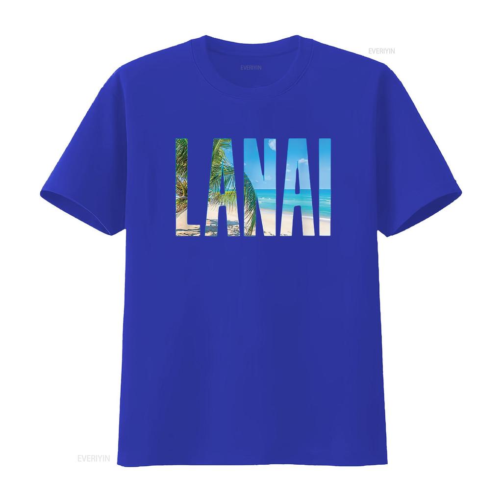 Lanai Hawaii Souvenir Family Beach Summer Vacay Trendy T Shirt with Unique Print vintage Washed graphic designer clothes Soft