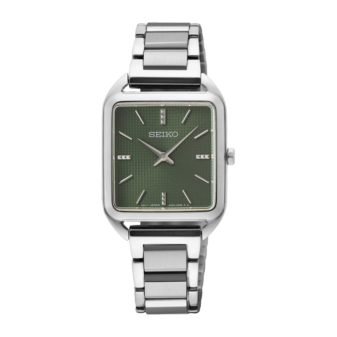 SEIKO Классические Женские Часы на Батарейке из Нержавеющей Стали SWR075P1 зелёный