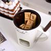 Chocolate Melting Cup Chocolate Melting Fondue Mug Ceramic Butter Warmer Pot Chocolate Melting Supplies with Fork for Kitchen