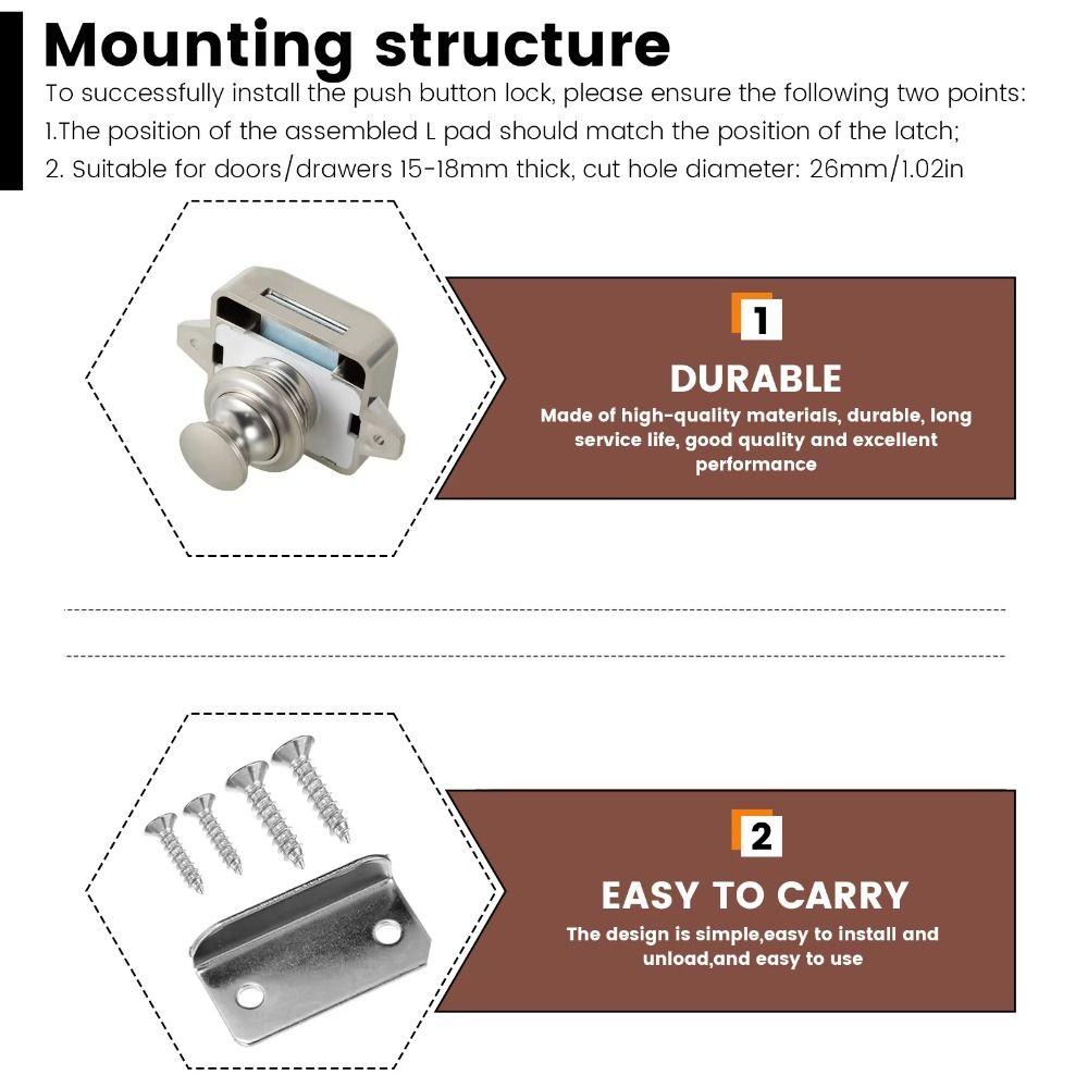 14-18mm Thickness Cabinet Lock 20mm Hole Door Lock Cerraduras Push Lock  Camper