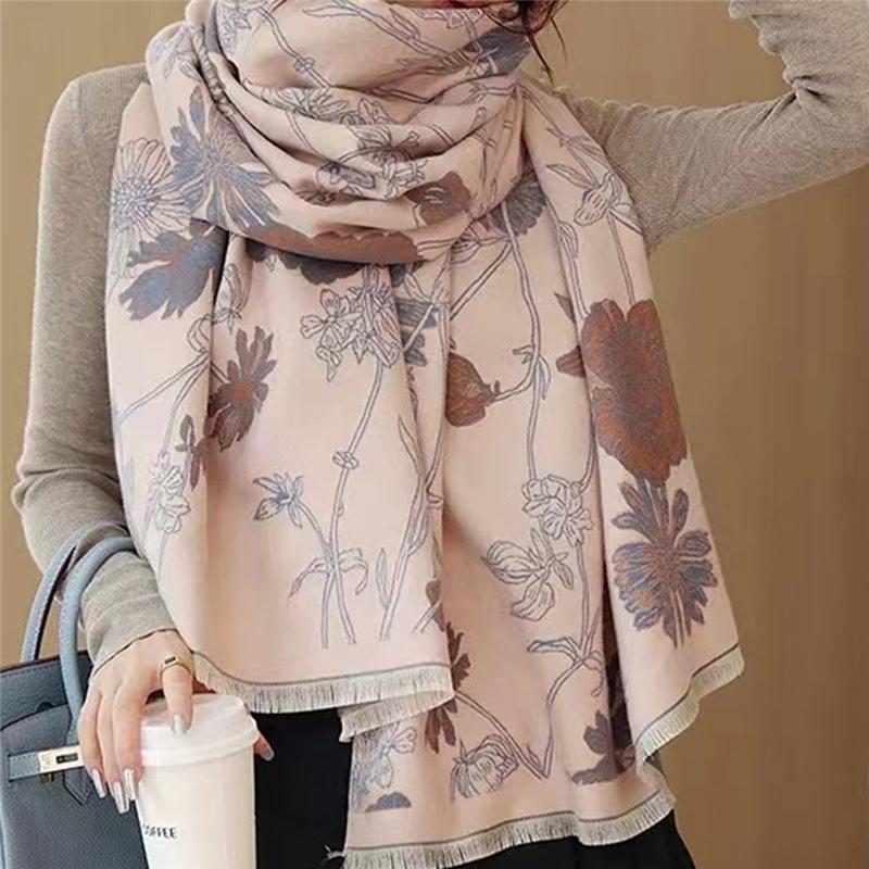 185*65cm Hochwertiger doppelseitiger, verdickter Kaschmir-Imitat-Schal, bedruckt, warmer Schal, Geschenk für Frauen