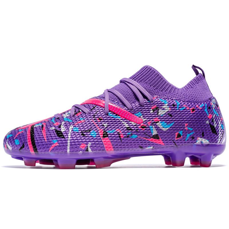 Seamless New Knitted Ag Spikes Youth Grass Actual Combat Tf Non-Slip And Wear-Resistant Football Shoes