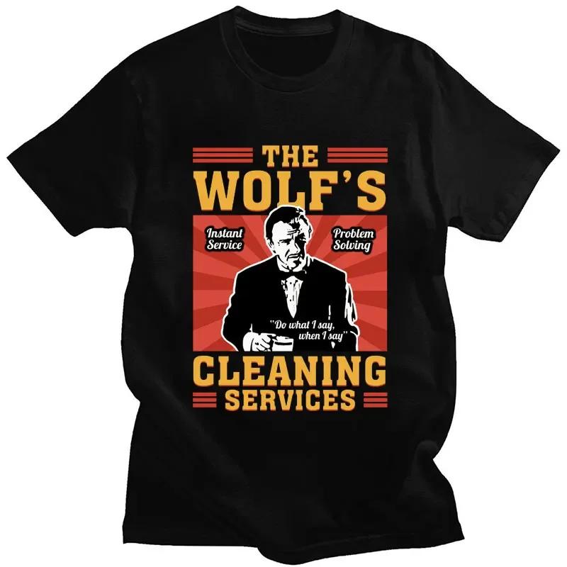 

Movie Pulp Fiction The Wolf Vintage T Shirt Men Women Oversized Harajuku Short Sleeve Casual T-shirt Streetwear Women Tops 3XL