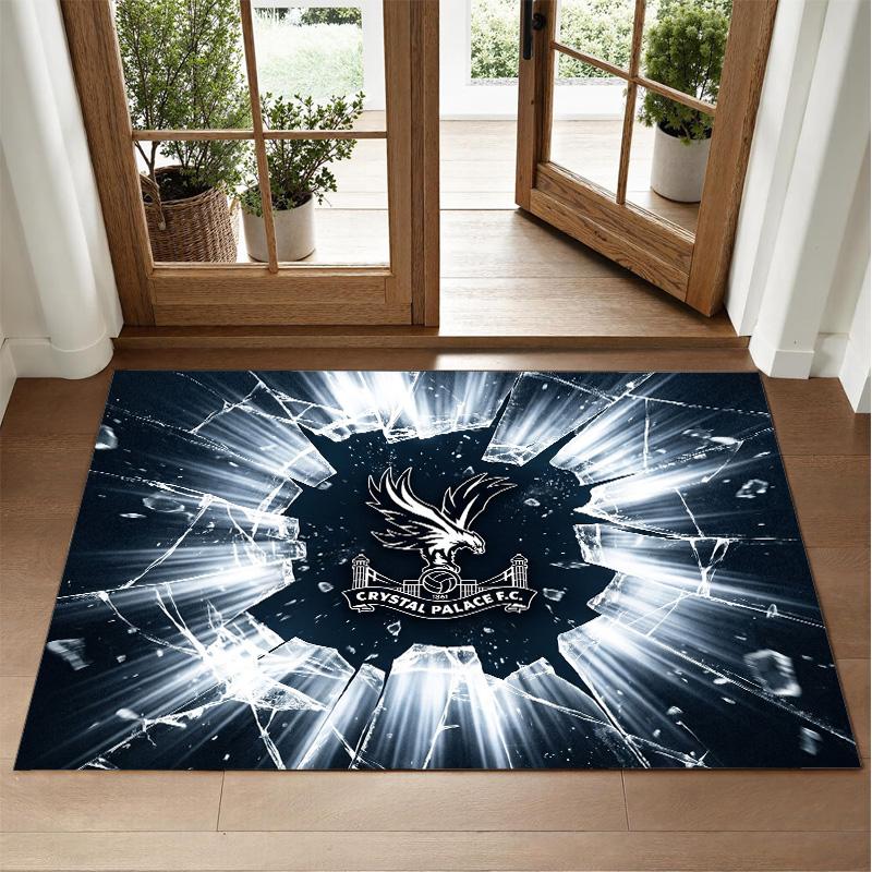 Crystal Palace Football Design Crystal Velvet Rug Soft Decorative Mat for Bedroom Entrance