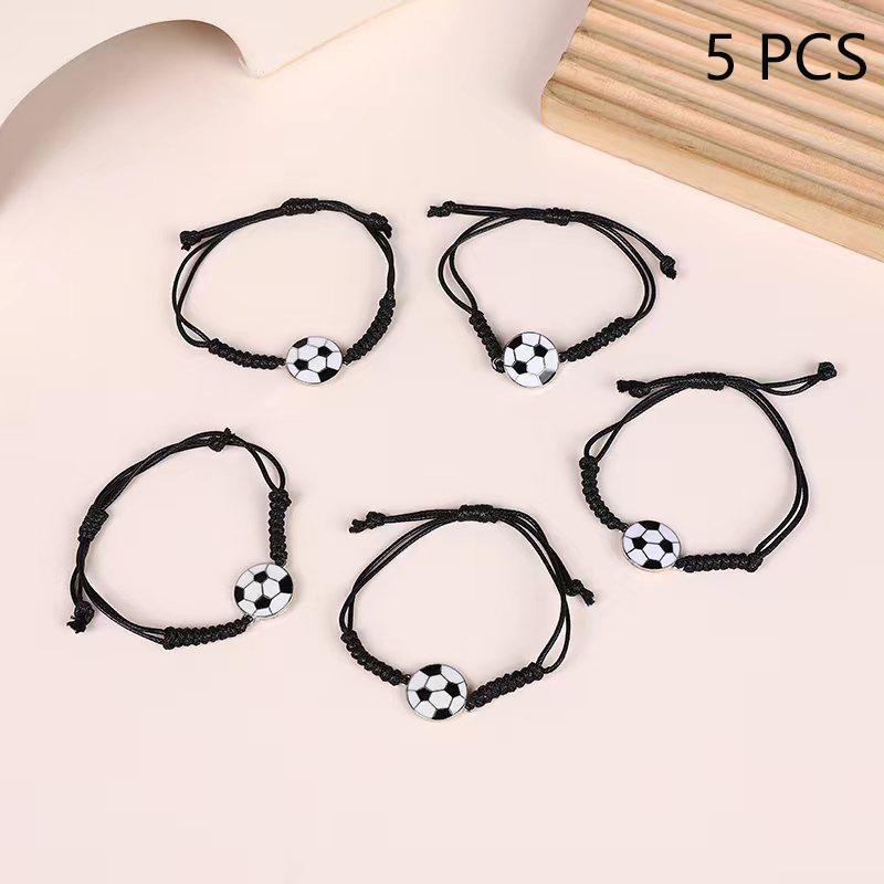 

1-5Pcs Soccer Kids Bracelets Adjustable Charm Football Bracelet Sports Woven Cord Bracelets For Soccer Player 5pcs