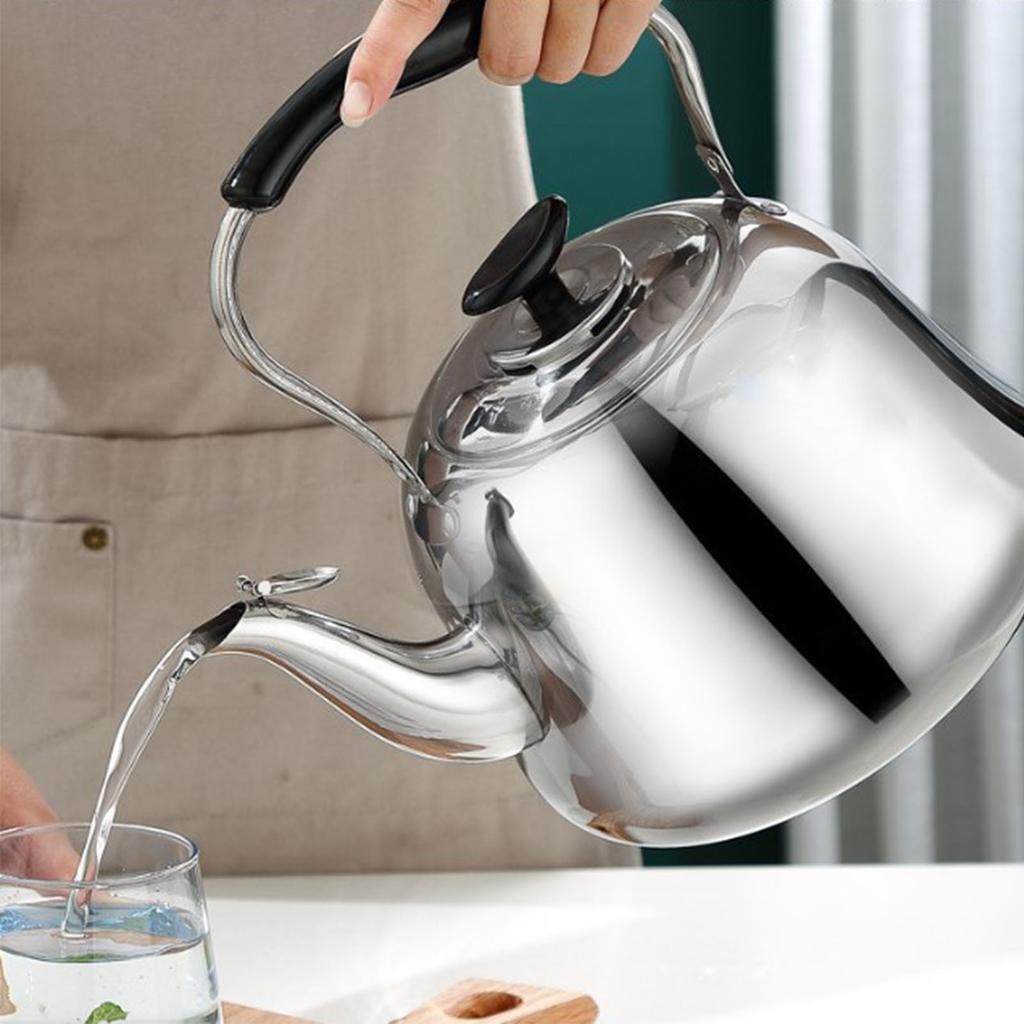 Steel Stainless Boiling Kettle Whistling Audible Alarm Large Opening Stovetop Teapot With Tea