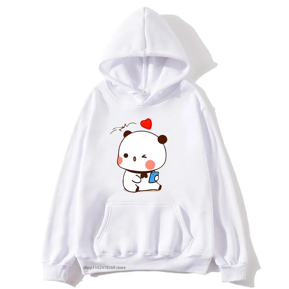 Cute Dudu and Bubu Hoodies Panda and Brownie Bear Couple Sweatshirt Men Women Clothes Kawaii Style Top