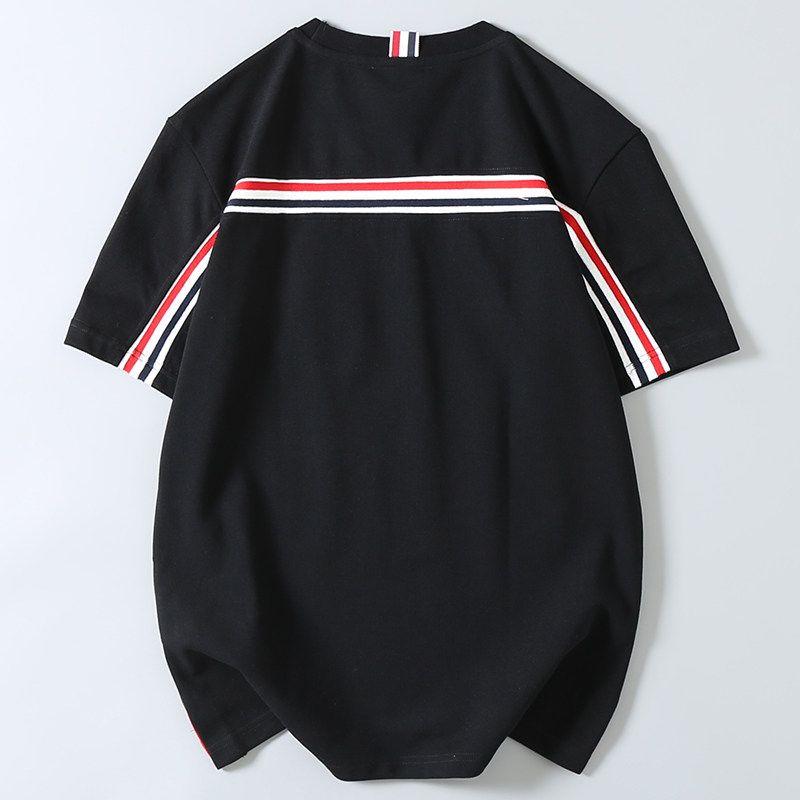 Export Tail Goods Summer Fashion Brand Men and Women Couple's Short-Sleeved T-shirt Four Bars Crew Neck Casual Sports Trendy Half Sleeve