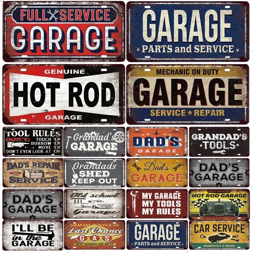 FJ Vintage Garage Metal Signs Decor Tin Sign License Plate Decoration Man Cave Plaque Home Wall