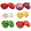 6pcs Colorful Fruit & Veg Shaped Fridge Containers. Durable Plastic Keeps Produce Fresh, Great for Kitchen & Pantry Organization.