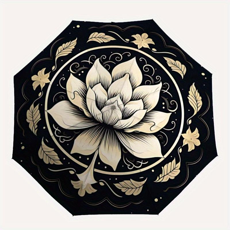 

1pc Lotus Mandala Automatic Umbrella - 8-Rib Foldable Design, Outdoor Adventures, and Family Celebrations yy250829046