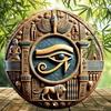 Vintage Horus Eye Metal Wall Art Hand Carved Rustic Home Decor