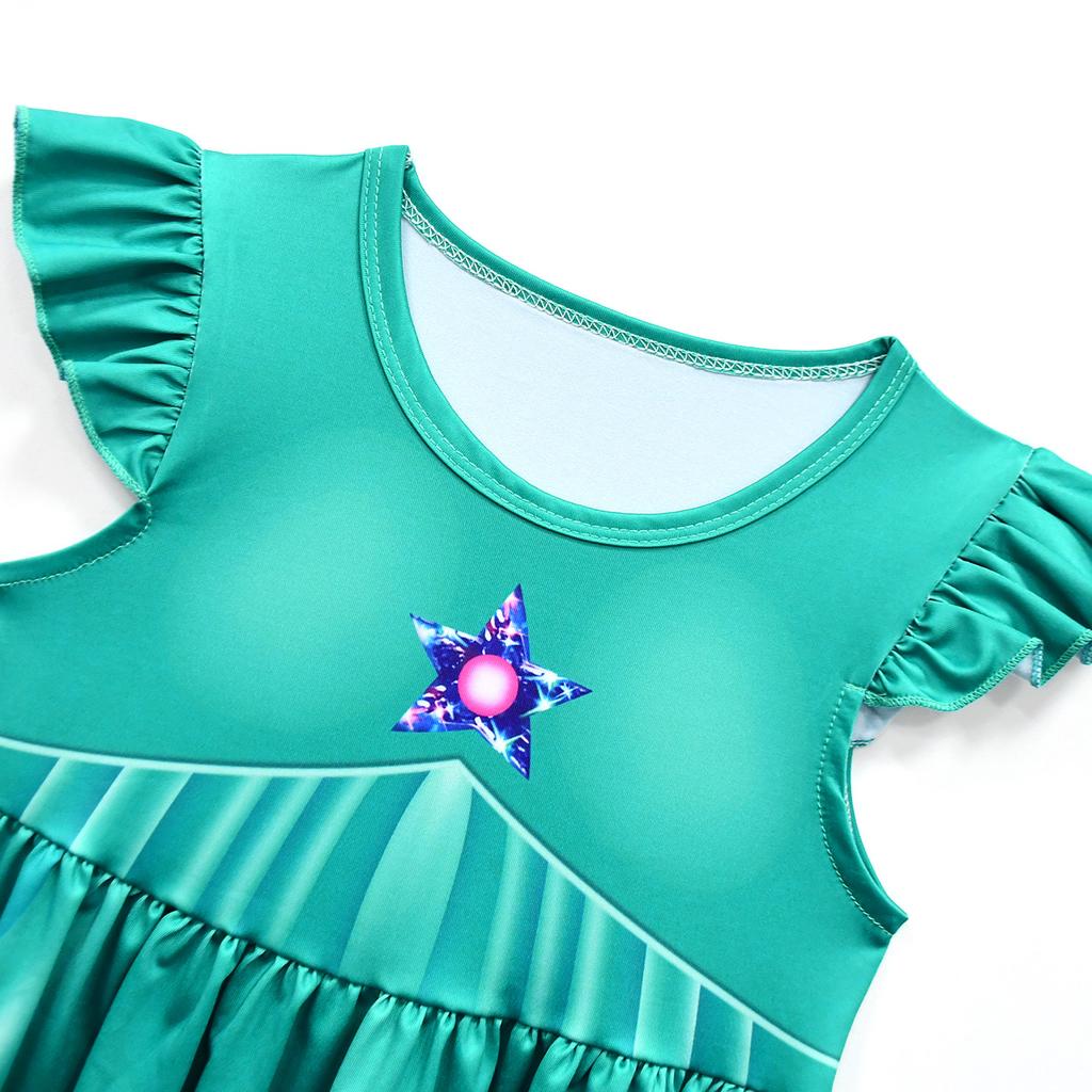 Princess Rosalina Kids Dress Flutter Sleeve with Crown & Wand