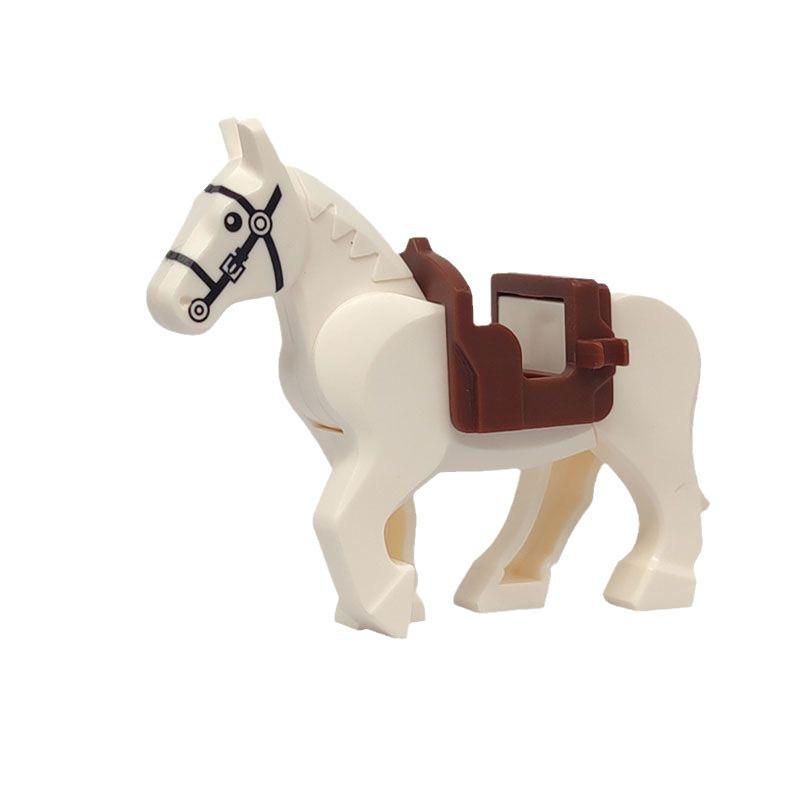 Military Mini Figure Accessories: Tricolor Saddle and War Horse Building Blocks