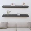 823596 vidaXL Wall Shelves 2 Pcs Grey 110x12x9 Cm Solid Pine Wood
