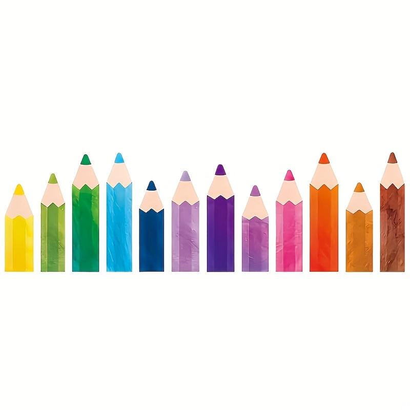 4 Sheets Color Pencil Stickers,Wall Corner Decoration Wall Stickers,for Classroom,Bedroom,Glass Window Decoration,Self-adhesive