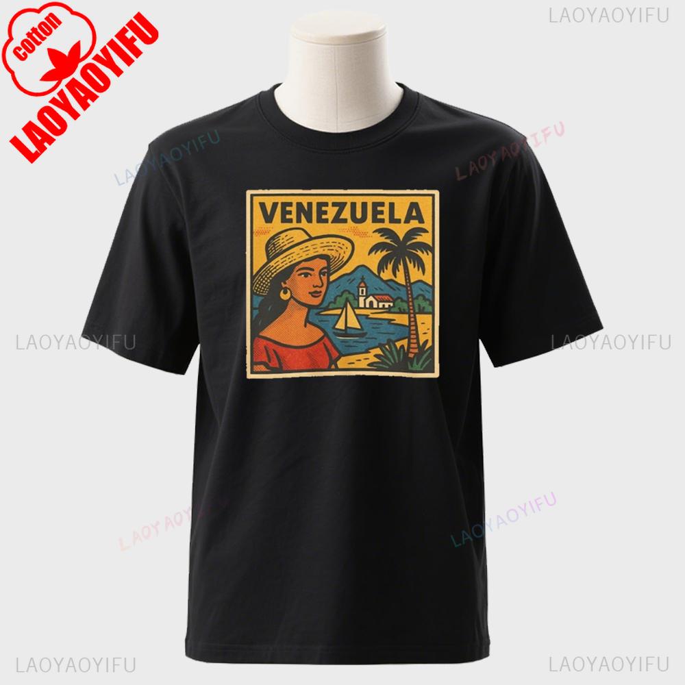 Venezuela Retro Comic Graphic Cotton Tee Caracas Skyline South America Pride Patriotic Vintage Soft Style Unisex Shirt 2025