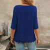 Women V-Neck Hem 45720 Sleeve Casual Shirt Jacquard Decor Solid Color