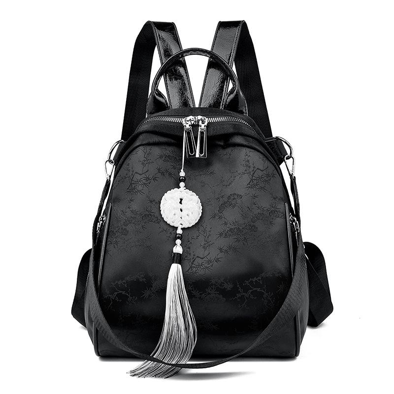 Вышитый нишевый модный рюкзак, Рюкзак большой вместимости, Легкая одноплечевая сумка чёрный