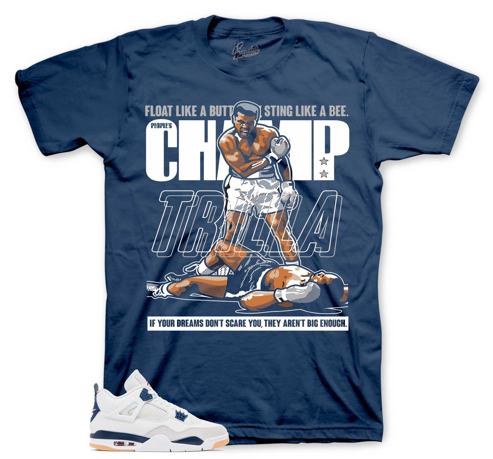 Retro 4 SB Navy Graphic T-Shirt AJ4 - Champ Sneaker Tees S