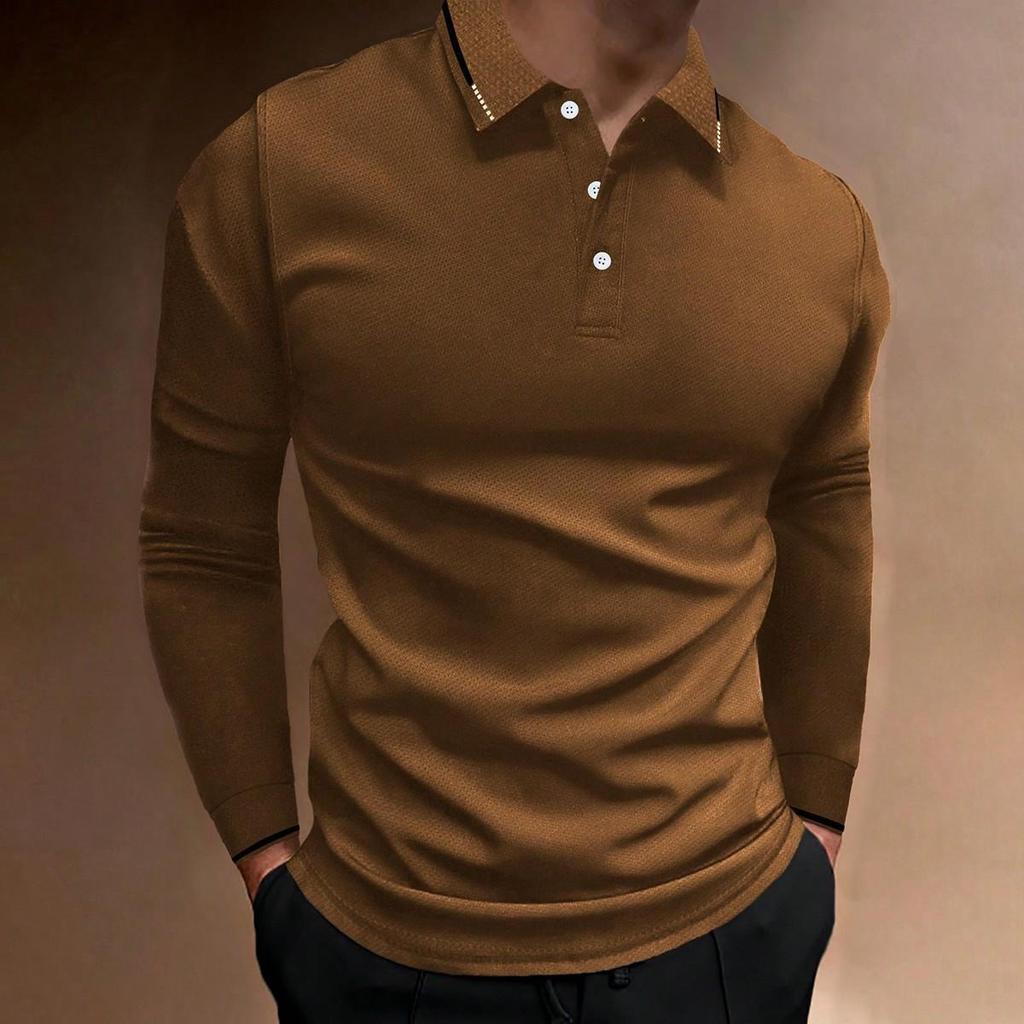 Spring and Autumn Men's Long Sleeve Business Casual Versatile Breathable Moisture Wicking Commuter Daily Top