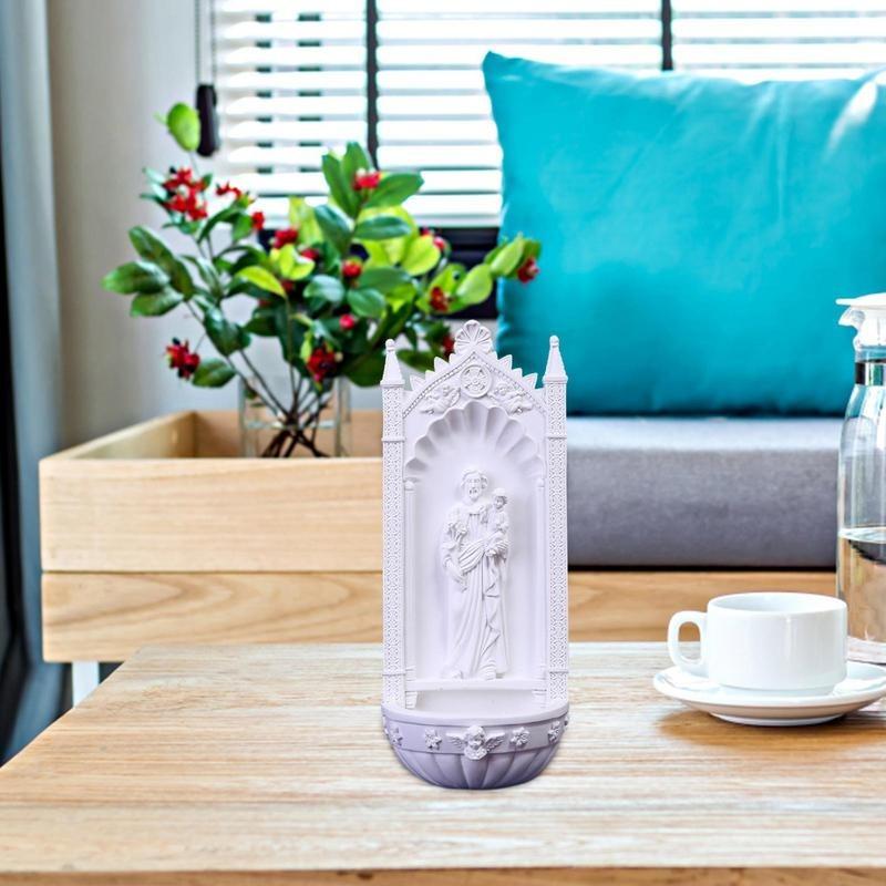 St Anthony Statue White Resin Religious Sculpture Saints Holy Statue Figurine For Book Shelve Study Room Home Decor Gifts