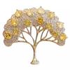 Jijijing Brooch Pin, Wishing Tree Design Lapel Pin with Sparkling Layered Rhinestones, Hollow Branches Badge for Suits Coats Cheongsam Banquets