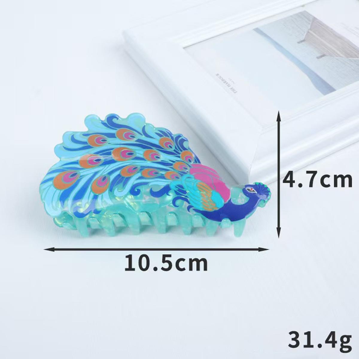 

1pc High-grade Peacock Shape Hairpin Imitation Acetate Clip Cartoon Animal Shark Clip Hair Ornament Headdress