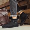 Leather Fashion Men High Top Shoes 2024 Mens Slip On Ankle Boots Male Comfortable Walking Shoe Desert Boots