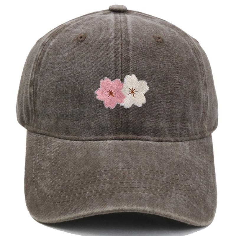 Flower Embroidery 100% Cotton Washed Cherry Blossom Cowboy Hat Summer Hat Luxury Man Hat Golf Designer Golf Women Men'S Dad Hats