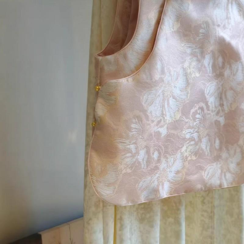 Stylish Chinese-Inspired Quilted Vest Women Collarless Open-Front Cardigan With Pocket Winter 2025 Elegant Layering Piece