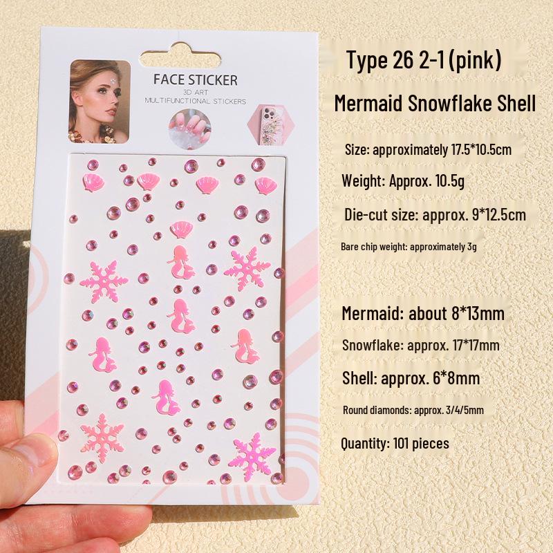 3D Butterfly & Star Face Sticker Set with Rhinestones & Pearls for Kids