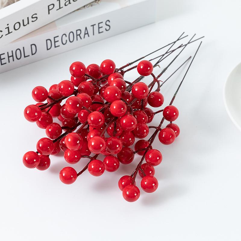 

10pcs/Bundle Simulation With Frost Berry Red Rich Fruit Christmas Decoration Flower Arrangement Home Dining Table Windowsill 1 Bundle червоний