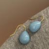 Silver Needle Butterfly Heart Earrings with Blue Gradient Drip - Elegant Autumn/Winter Studs