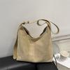 Fashion Solid Color Suede Shoulder Bag For Women With Magnetic Closure And Cell Phone Pocket