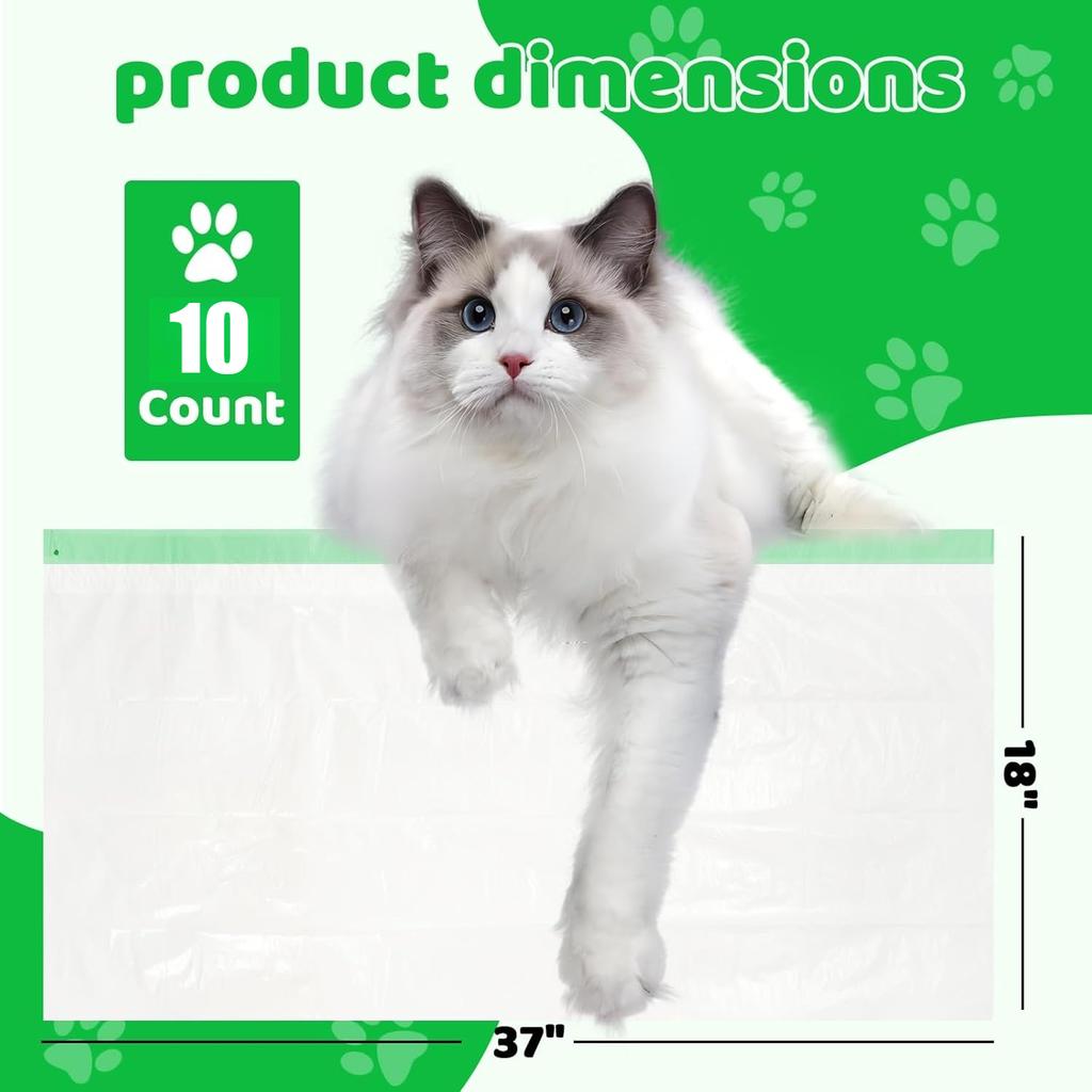 Heavy Duty Extra Thick Litter Pan Liners,Jumbo Drawstring Cat Litter Bags,Large Litter Box Liners 37x18inch 1/2/5 Rolls