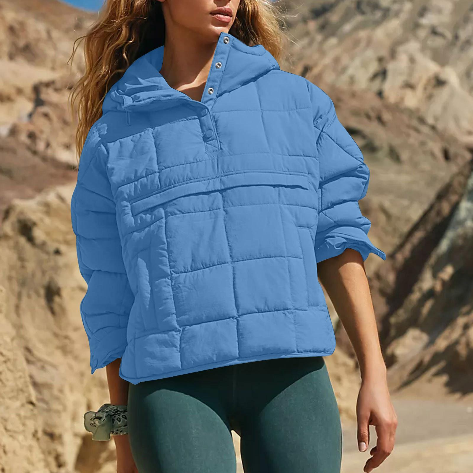 

Квіткові куртки для жінок Легка куртка з довгим рукавом на ґудзиках Тепле зимове пальто Верхній одяг з кишенями XL небо синє кольору