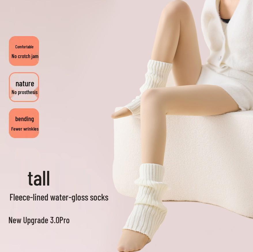 Black Sheer Skin Tone Leggings for Women, Nude Look, Fleece-Lined, Thick Winter Tights, Autumn/Spring Style, Silk-like Pantyhose