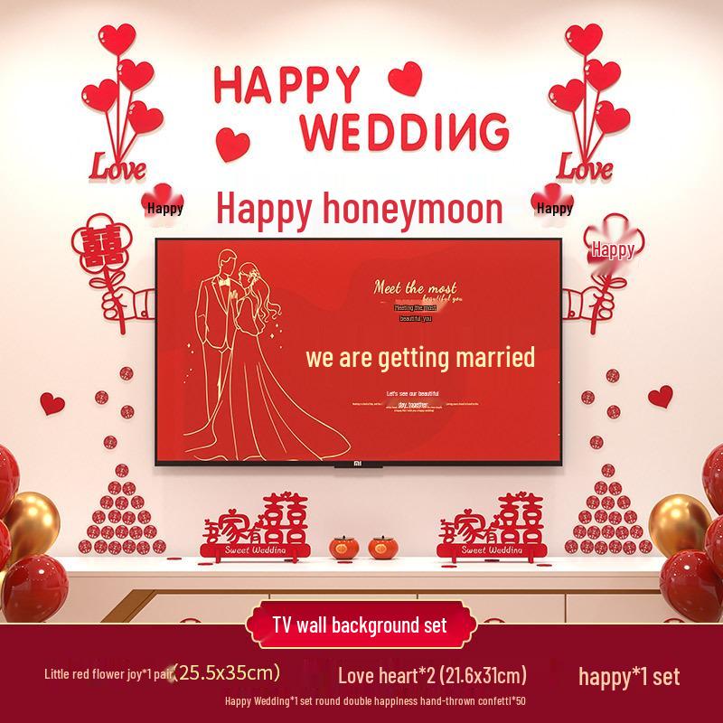 Double Happiness Wedding Room Decoration Set for New Homes - Living Room & TV Wall Decor