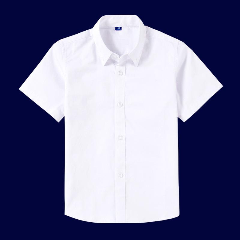 Cămașă albă de bumbac cu mânecă scurtă pentru băieți, pentru performanță uniformă școlară de vară