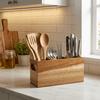 Wooden Cutlery Holder 3 Compartment Storage Rack Kitchen Tools Utensil Organizer  Home