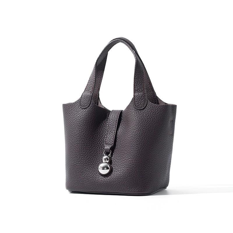 Genuine Leather Vegetable Basket Women's Bag First-layer TC Grain Cowhide Portable Bucket High-end Niche Single-shoulder Cross-slung