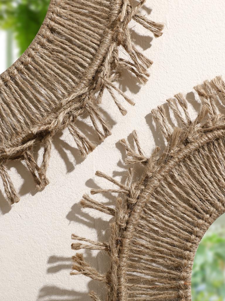 Brown Room Decorative Mirrors Wall Decor Boho Macrame Round Cosmetic Mirror Room Wall Mirror Woven Macrame Crafts Art Home Decor