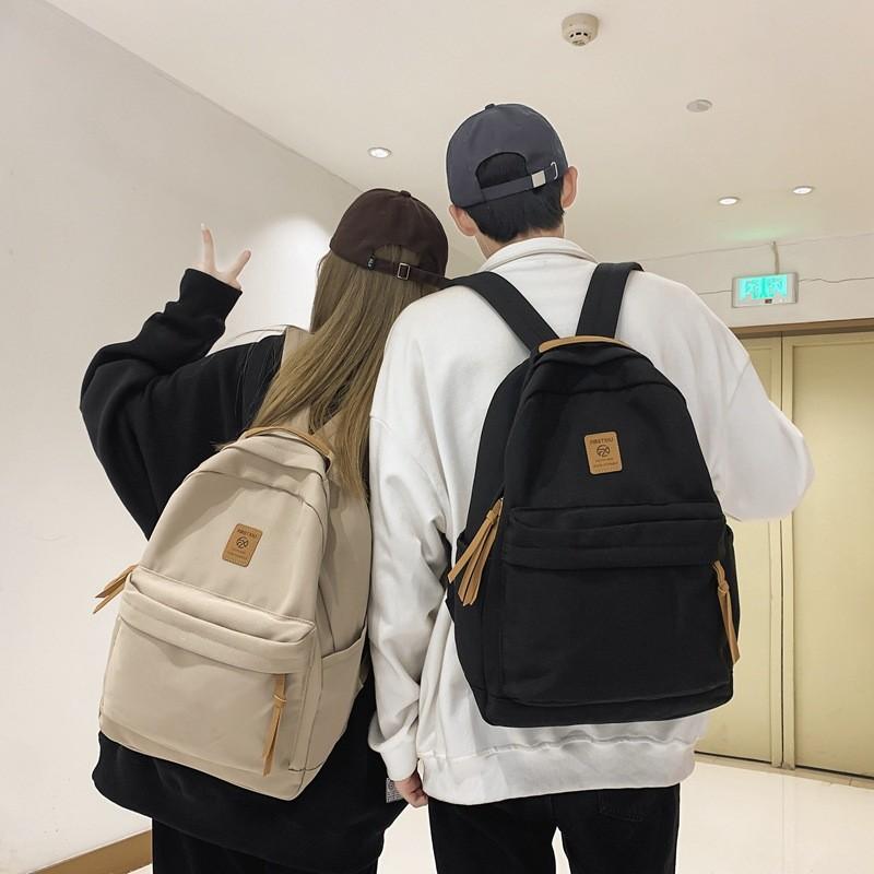 Color Solid Simple Letter Decoration Student Leisure Backpack School For