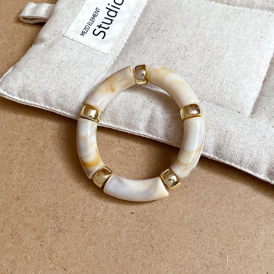 Acrylic Splicing Round Bangles for Women 2025 Retro Fashion Versatile Bracelet High-end Touch Hand Minimalist Men's Zircon Gift