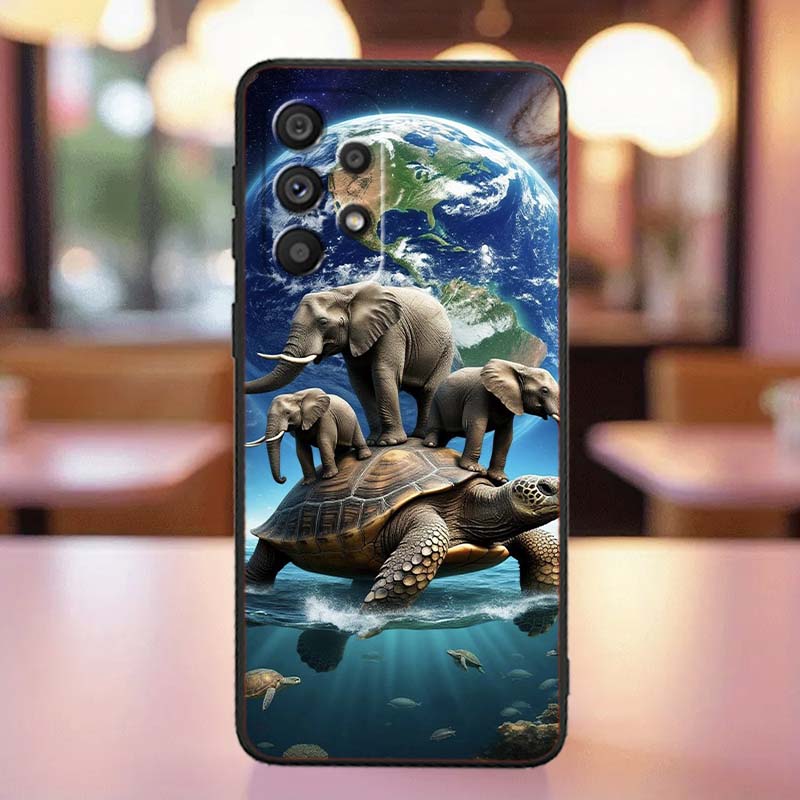 Cartoon Anime Turtle Elephant For Samsung A41 A35 A34 A33 A32 A25 A24 A23 A21s A06 A05 A04 A03 Note 10 20 Ultra 5G Black Case